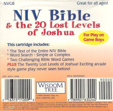NIV Bible & the 20 Lost Levels of Joshua (Homebrew) — Box back